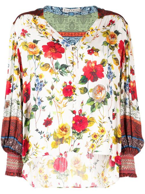 Serena floral-print blouse - White