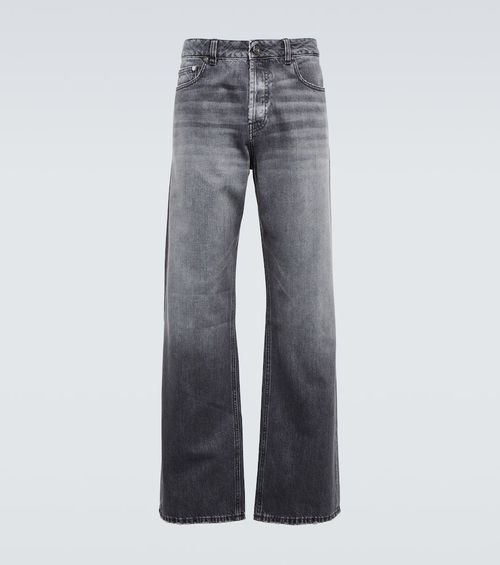 Wide-leg distressed jeans