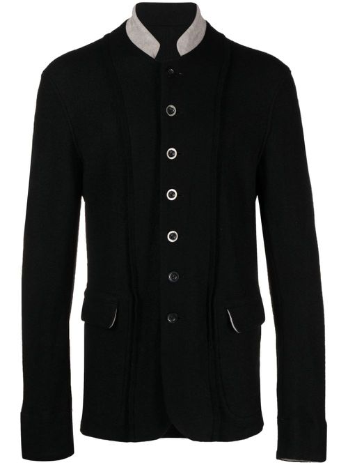 Fullling contrasting-collar felted blazer - Black