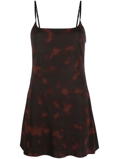 Tortoiseshell effect sleeveless mini dress - Brown