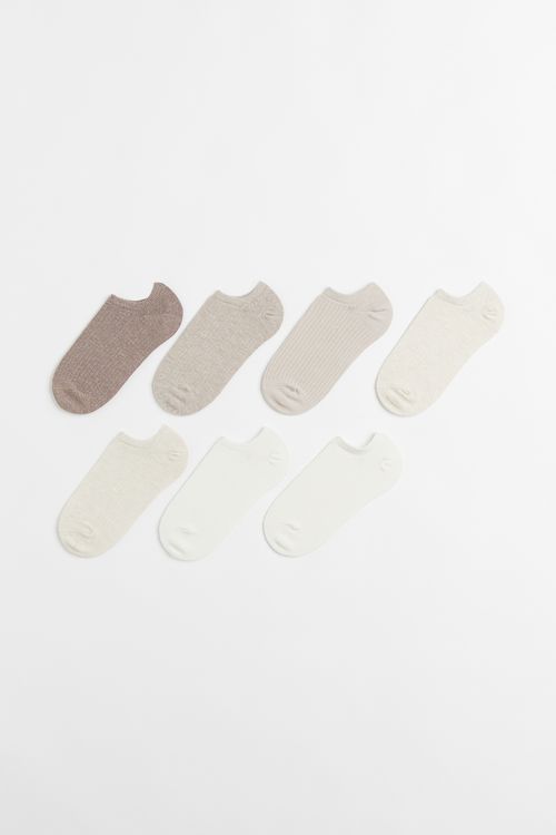 7-pack ankle socks - White