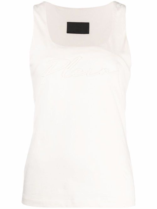Logo-embroidered vest top - Neutrals