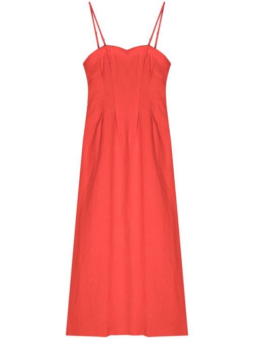 Square-neck tweed midi dress - Red