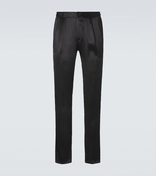 Reversible silk straight pants