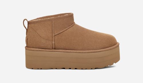 ® Women's Classic Ultra Mini Platform Suede Classic Boots in Chestnut