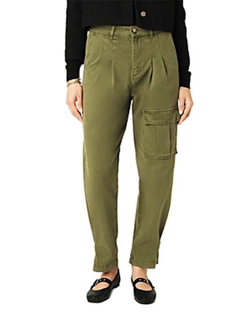 Maroon High Rise Cropped Cargo Pants