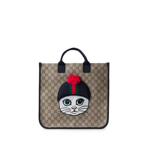 GG Supreme Cat-patch Tote Bag