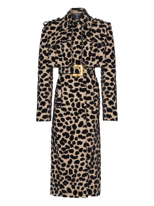 Leopard-print belted trench coat - Neutrals