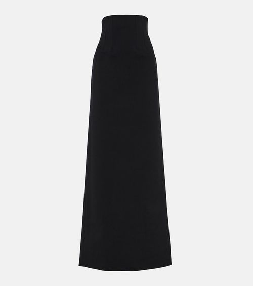 High-rise wool-blend maxi skirt
