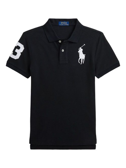 Logo-embroidered polo shirt - BLACK