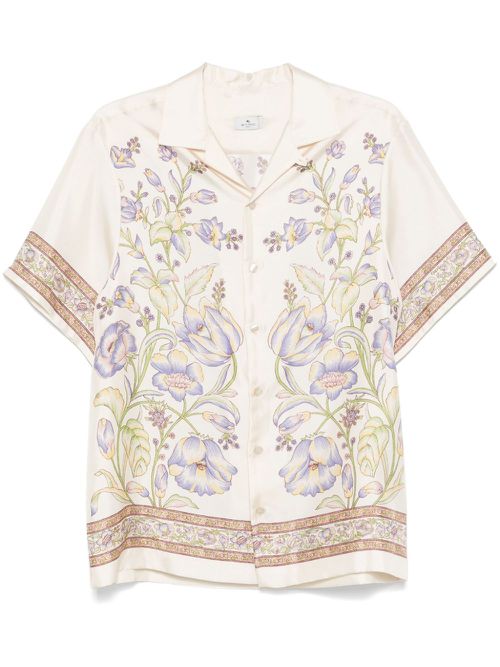 Floral-print bowling shirt - Neutrals