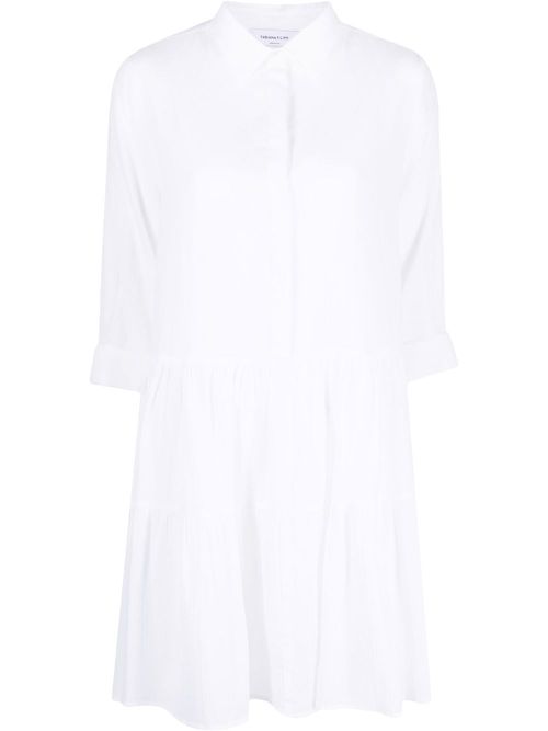 Tiered cotton mini shirtdress - White