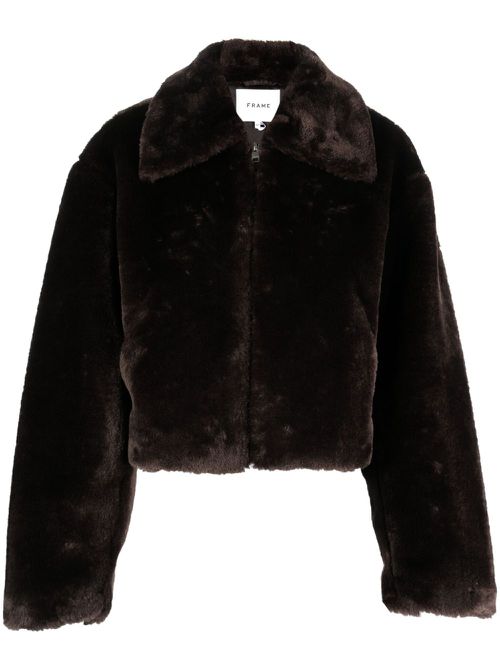 Faux-fur cropped jacket - Brown