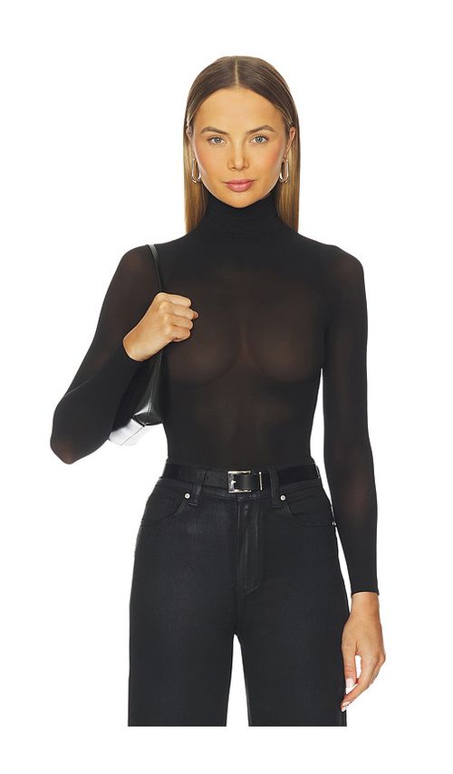 Commando Ballet Sheer Turtleneck Bodysuit in Black