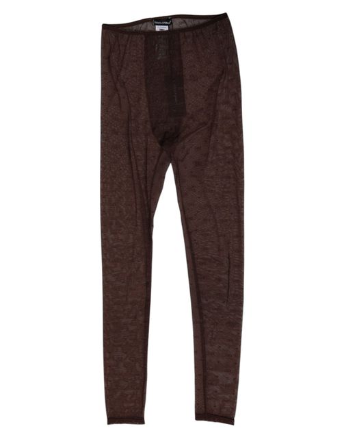 Nylon Logo Lace Leggings — Brown