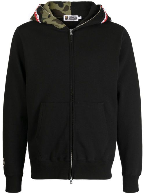 Giant Shark zipped hoodie - Black