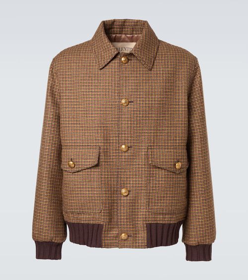 Houndstooth virgin wool bomber jacket