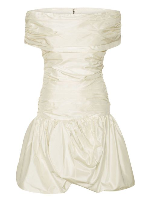 Off-shoulder gathered minidress - White