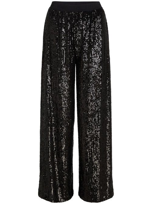 Sequin-embellished jersey trousers - Black