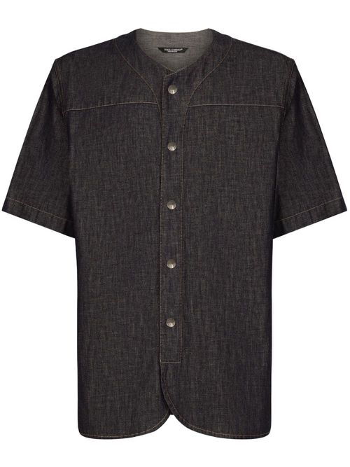 Logo-embroidered denim shirt - Black
