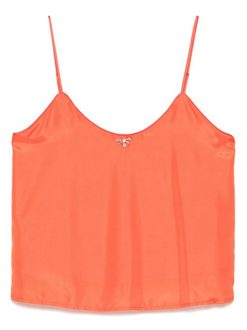 Forte Forte crystal-embellished silk top - Orange