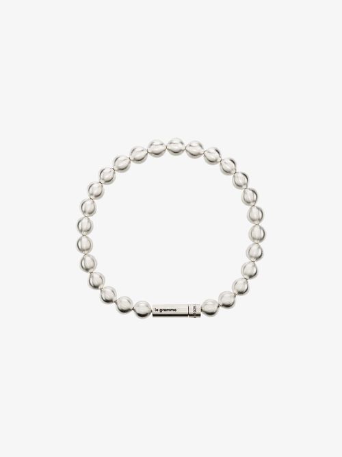 르 그램 남성 Sterling Silver Le 47g Brushed Bead Bracelet - Men's - Sterling Silver LGCARBR0914716184104