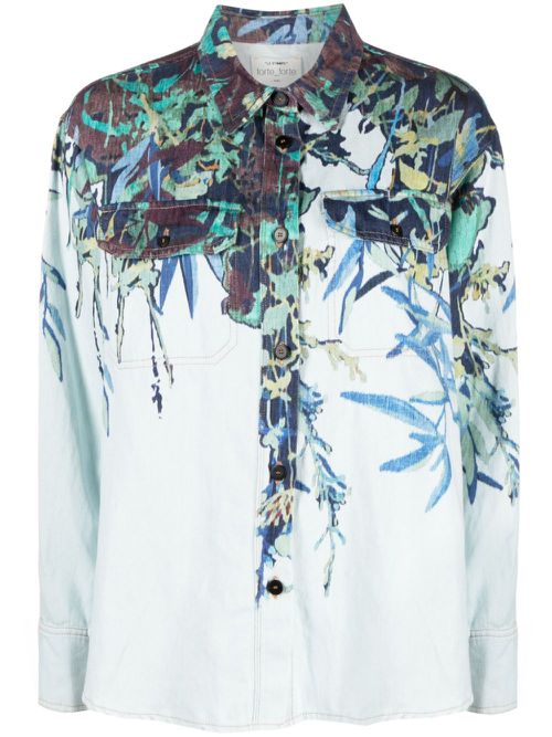 Graphic-print long-sleeve shirt - Blue