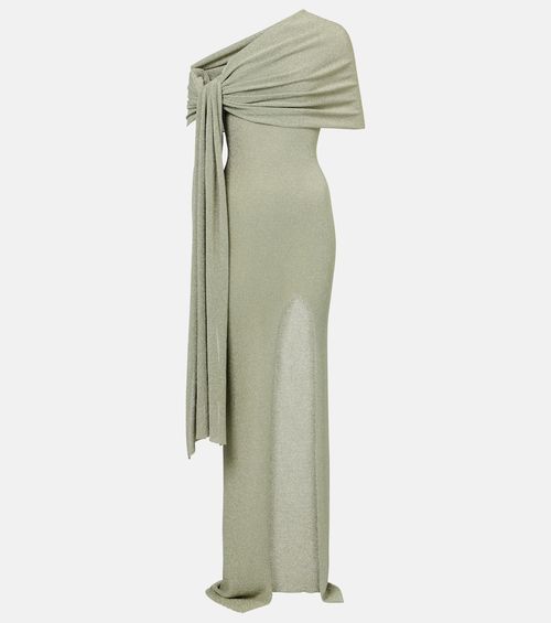 Draped one-shoulder maxi dress