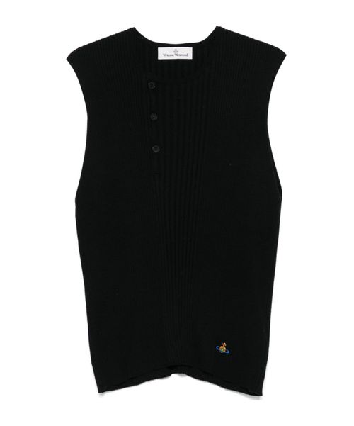 Tegan ribbed button-placket vest