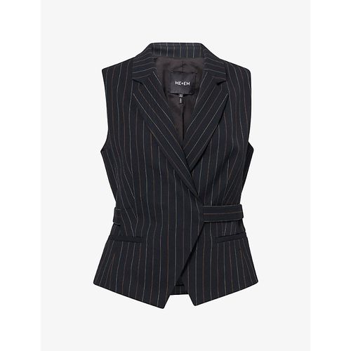 Womens Pinstripe Wrap-Over Wool-Blend Waistcoat
