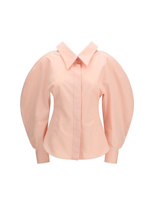 Cut-Out Cotton Poplin Shirt — Pink