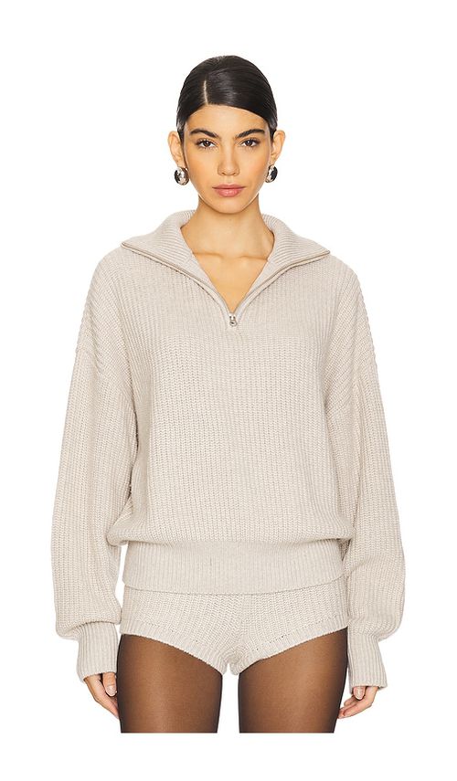 Lovers and Friends Shivani Zip Sweater in Beige.  M. Also in