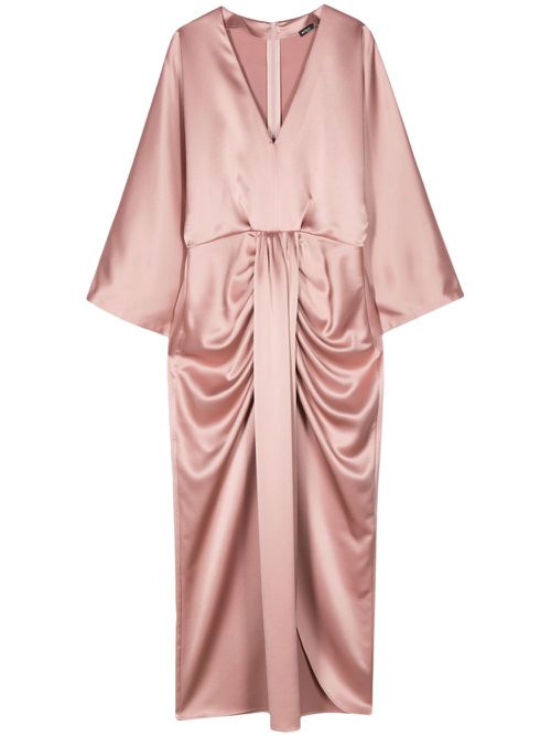 V-neck satin-finish dress - Pink