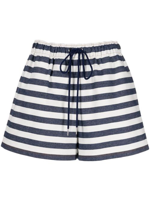 Stripe-print drawstring shorts - Blue