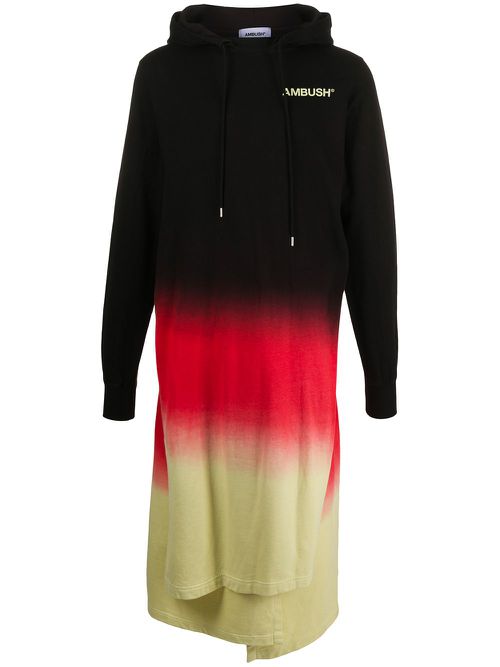 Gradient long hoodie - Black