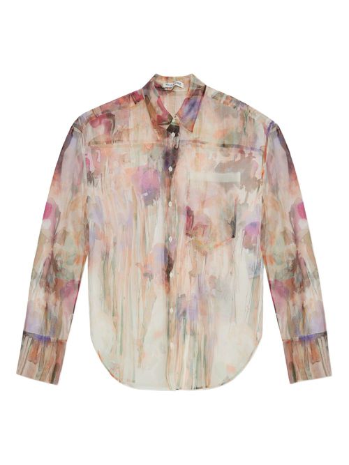 Floral-print silk shirt - Neutrals