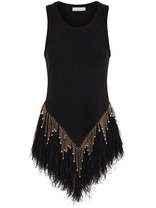 Beaded linen top - Black