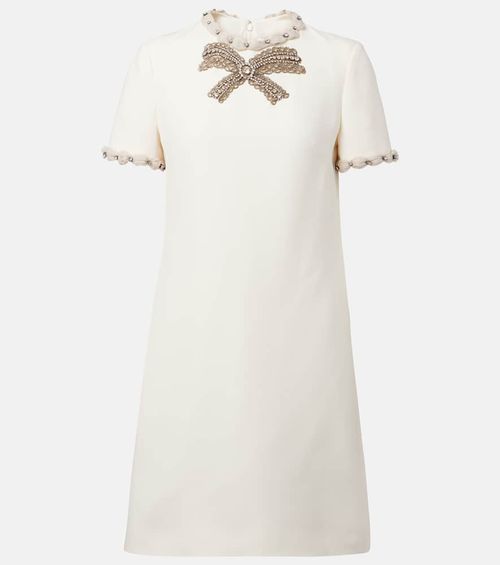 Embellished wool and silk minidress