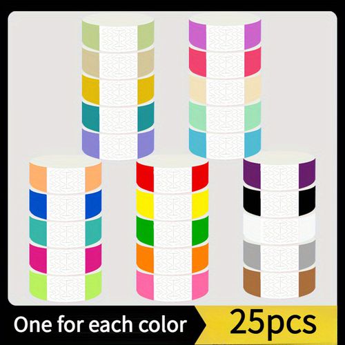 TEMU 25pcs 25 Colors Mixed Disposable Wristbands Concert Party Tear-resistant Paper Waterproof Wristband