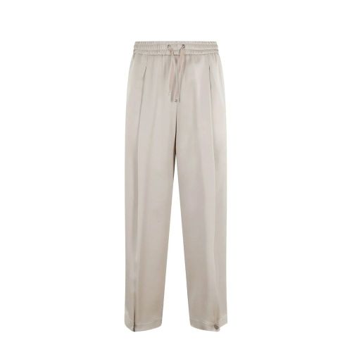 Acetate Blend Trousers — Beige
