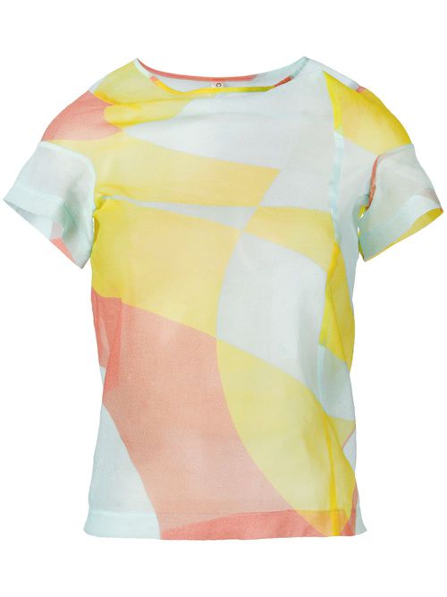 1990s geometric-print sheer top - Blue