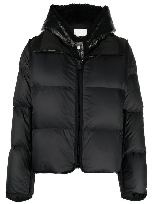 Logo-patch puffer coat - Black