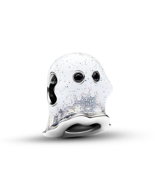 Sterling Silver Glow-in-the-dark Boo Ghost Charm - Silver