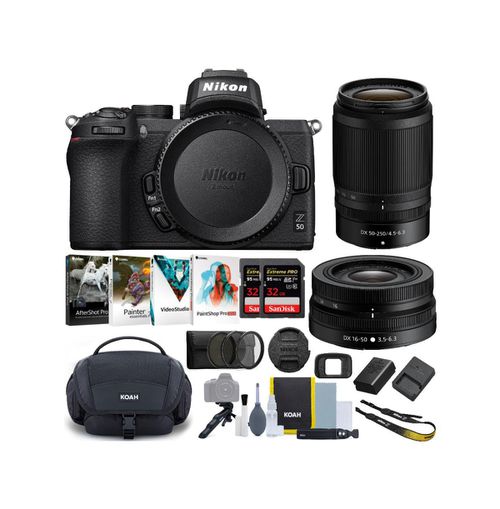 Z50 Mirrorless Camera with Nikkor Z 16-50 & 50-250 Deluxe Accessory Bundle - Black
