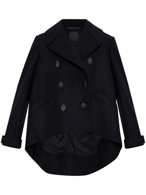 Asymmetric wool jacket - Black