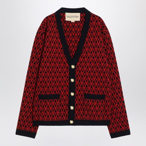 Toute la V Virgin Wool Jacquard Cardigan