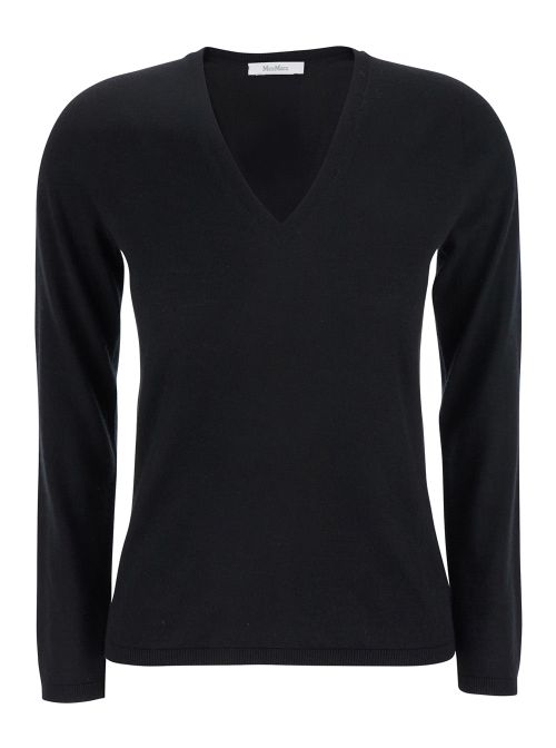 Cashmere V-Neck Sweater — Black