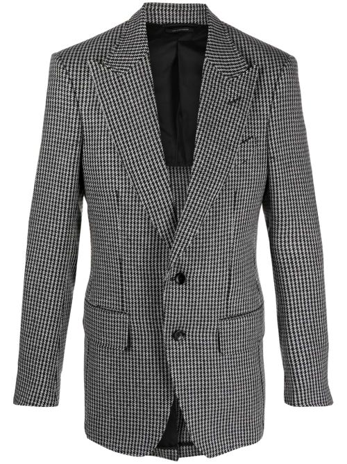 Houndstooth-pattern single-breasted blazer - Grey
