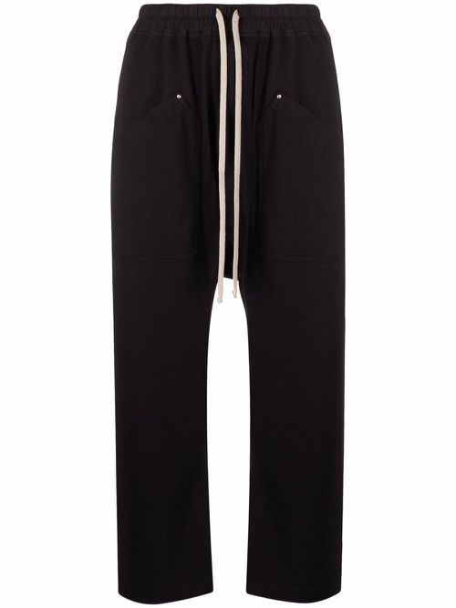 Drawstring cropped trousers - Black