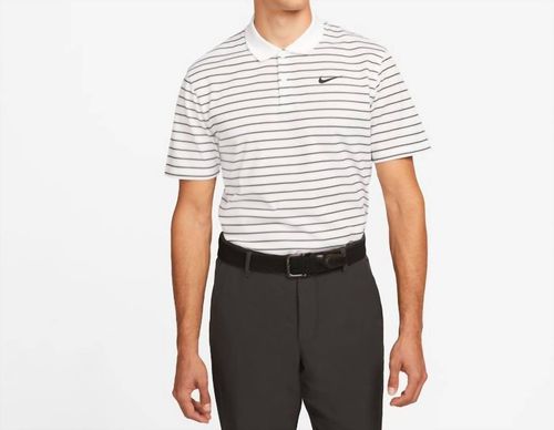Men's Golf Polo Shirt In White And Black Stripes